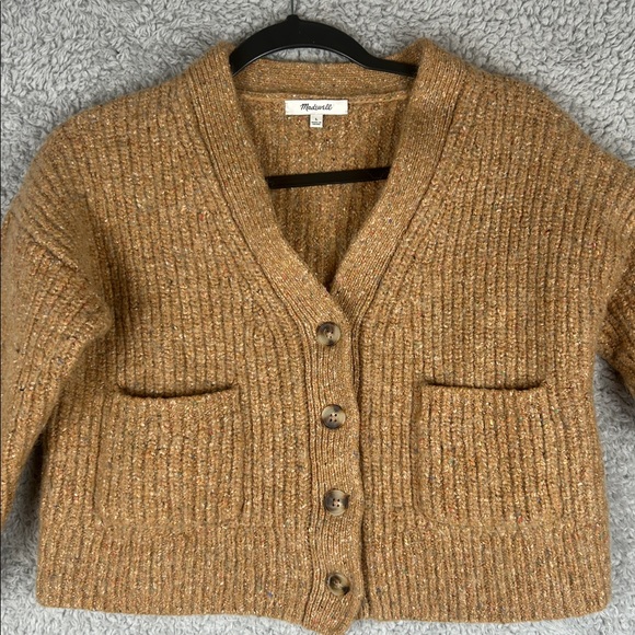 MADEWELL Long Sleeve Some Wool Cropped V- Neck, Button-Up Sweater, Size L - Picture 5 of 15